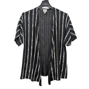 Vintage Sheer Striped Open Front Cardigan Size M Y2K Minimalist Lightweight Boho